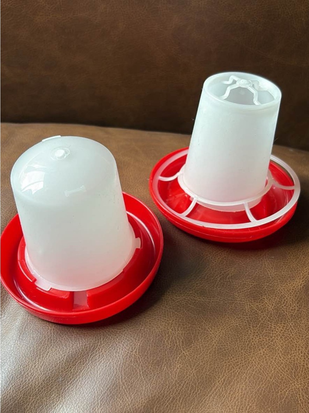 Red & White Poultry Waterer / Feeder